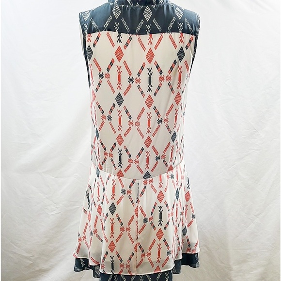 EUC CHARLES HENRY Mock Wrap Ivory Aztec Tank Dress Size 4 - Picture 2 of 9